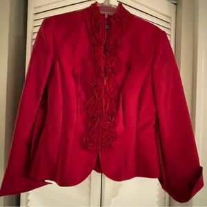 Red silk holiday jacket. Cocktail attire. size 4 Adrienne Pappel